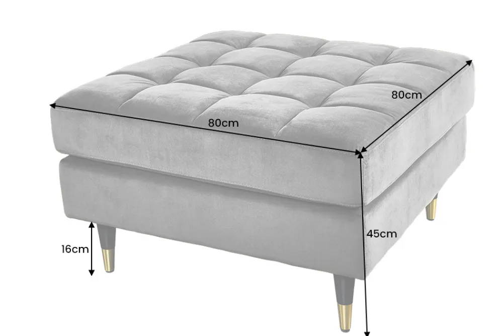 Riess-Ambiente Polsterhocker|Sitzhocker > Design Hocker COZY VELVET 80cm grau Samt goldene Füße
