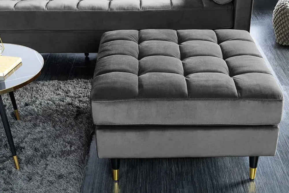 Riess-Ambiente Polsterhocker|Sitzhocker > Design Hocker COZY VELVET 80cm grau Samt goldene Füße