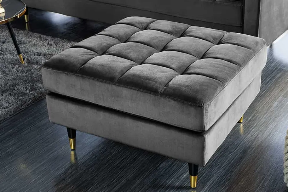 Riess-Ambiente Polsterhocker|Sitzhocker > Design Hocker COZY VELVET 80cm grau Samt goldene Füße