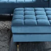 Riess-Ambiente Polsterhocker|Sitzhocker > Design Hocker COZY VELVET 80cm petrol blau gold Samt Metallfüße