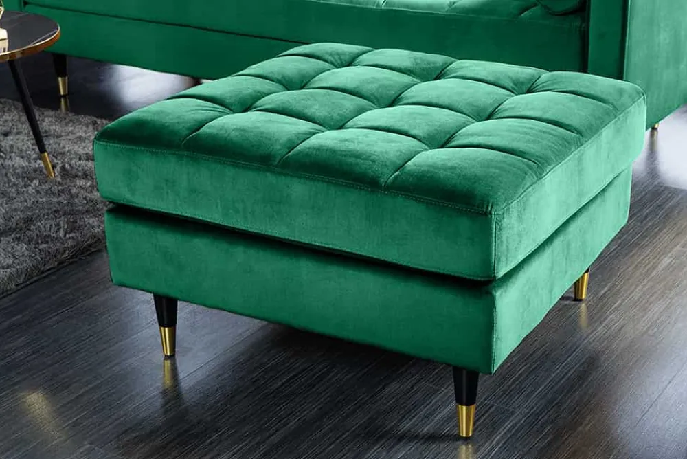 Riess-Ambiente Polsterhocker|Sitzhocker > Design Hocker COZY VELVET 80cm smaragdgrün Samt goldene Füße