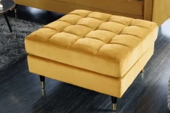 Riess-Ambiente Polsterhocker|Sitzhocker > Design Hocker COZY VELVET 80cm senfgelb gold Samt Metallfüße