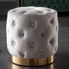 Riess-Ambiente Goldene Möbel|Sitzhocker > Design Hocker MODERN BAROCK 37cm edel-grau gold Samt Chesterfield