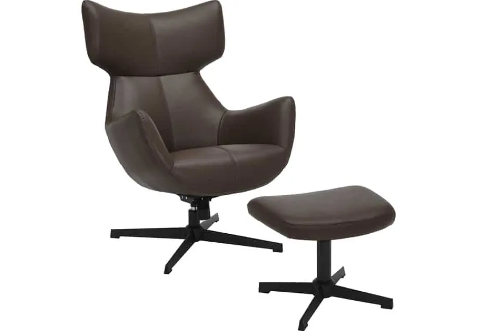 Riess-Ambiente Sitzhocker > Design Hocker VOGUE 45cm brandy braun Kunstleder drehbar schwarze Metallbeine Fußhocker
