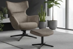 Riess-Ambiente Sitzhocker|Samt Möbel > Design Hocker VOGUE 45cm taupe Samt drehbar schwarze Metallbeine Fußhocker