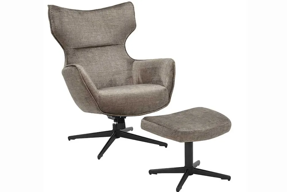 Riess-Ambiente Sitzhocker|Samt Möbel > Design Hocker VOGUE 45cm taupe Samt drehbar schwarze Metallbeine Fußhocker