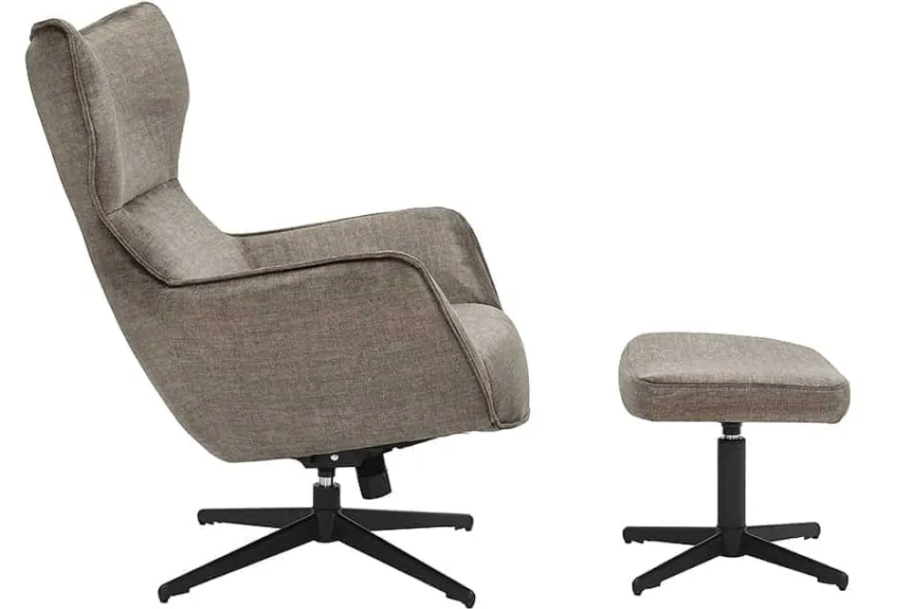 Riess-Ambiente Sitzhocker|Samt Möbel > Design Hocker VOGUE 45cm taupe Samt drehbar schwarze Metallbeine Fußhocker