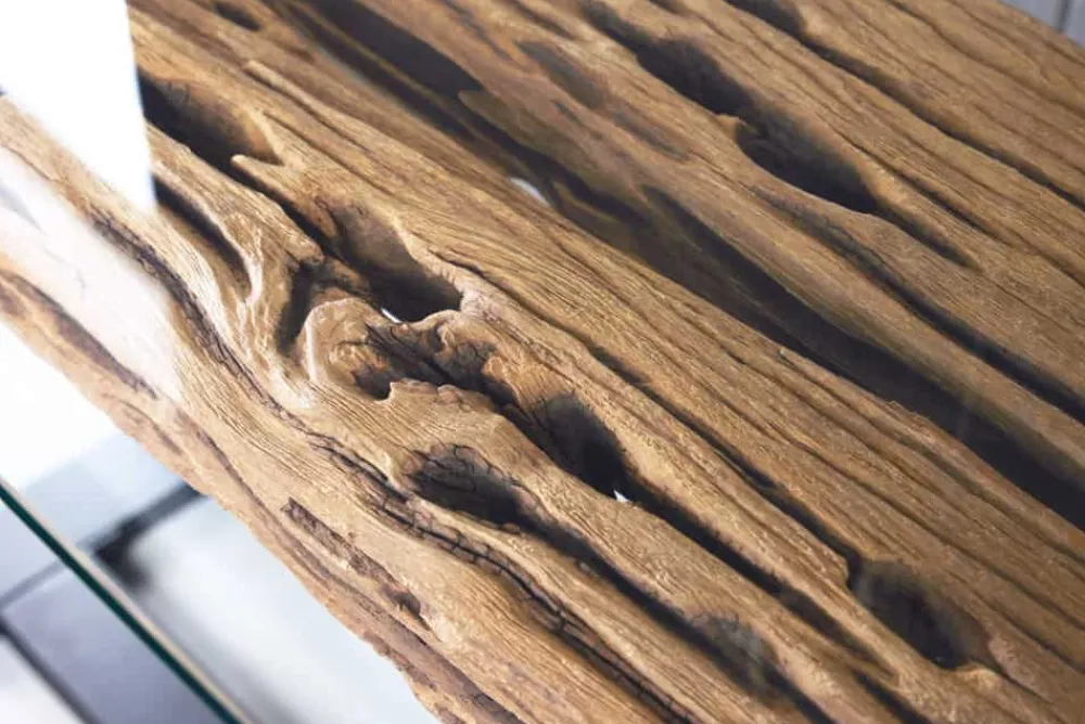 Riess-Ambiente Mehr...|Konsolentische > Design Konsolentisch BARRACUDA 150cm recyceltes Teakholz Glas Industrial