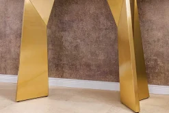Riess-Ambiente Goldene Möbel|Konsolentische > Design Konsolentisch EXTRAVAGANCIA 140cm weiß Marmor brushed champagner gold Metall