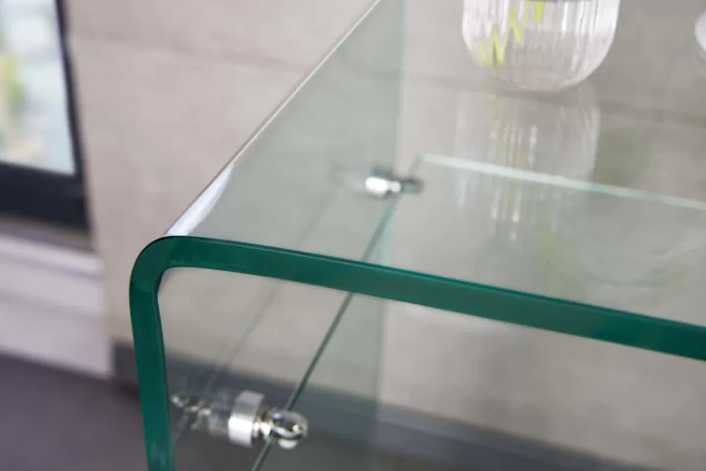 Riess-Ambiente Konsolentische > Design Konsolentisch FANTOME 100cm Glas transparent mit Ablage