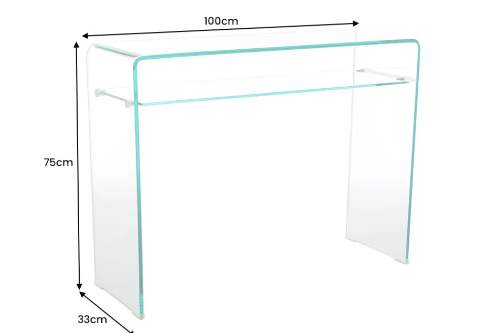 Riess-Ambiente Konsolentische > Design Konsolentisch FANTOME 100cm Glas transparent mit Ablage