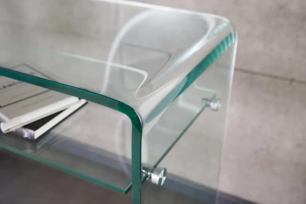 Riess-Ambiente Konsolentische > Design Konsolentisch FANTOME 100cm Glas transparent mit Ablage