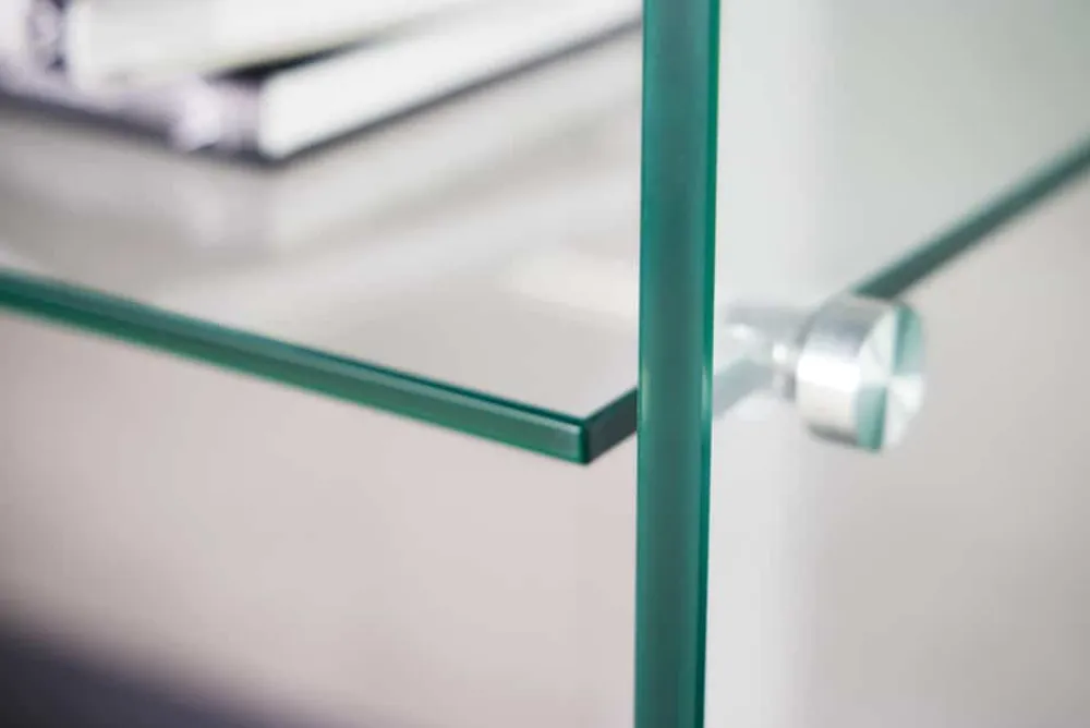 Riess-Ambiente Konsolentische > Design Konsolentisch FANTOME 100cm Glas transparent mit Ablage