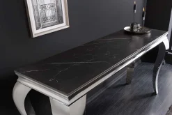 Riess-Ambiente Konsolentische > Design Konsolentisch MODERN BAROCK 140cm schwarz anthrazit chrom Keramik Marmor