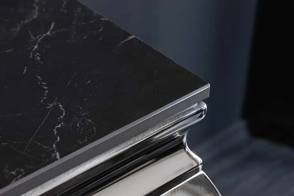 Riess-Ambiente Konsolentische > Design Konsolentisch MODERN BAROCK 140cm schwarz anthrazit chrom Keramik Marmor