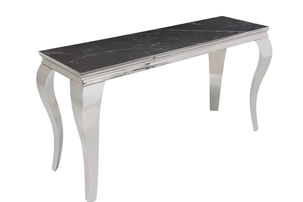 Riess-Ambiente Konsolentische > Design Konsolentisch MODERN BAROCK 140cm schwarz anthrazit chrom Keramik Marmor