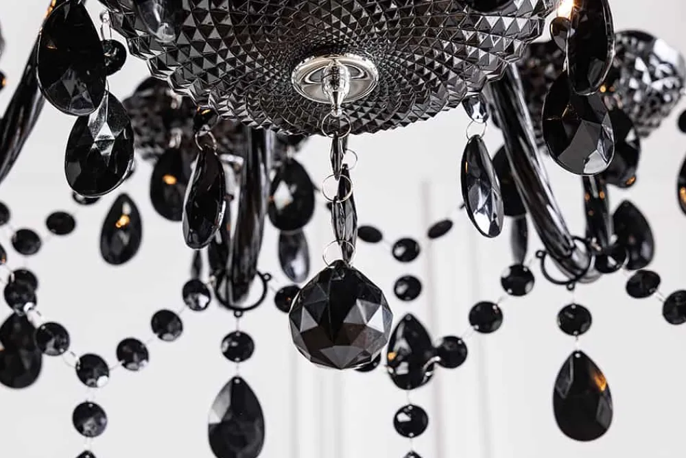 Riess-Ambiente Hängelampen|Kronleuchter & Lüster > Design Kronleuchter BLACK CRYSTAL XL 80cm schwarz Acryl 15-armig Lüster