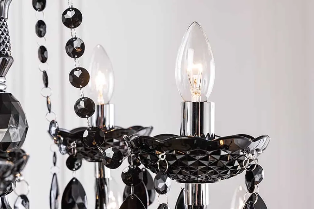 Riess-Ambiente Hängelampen|Kronleuchter & Lüster > Design Kronleuchter BLACK CRYSTAL XL 80cm schwarz Acryl 15-armig Lüster