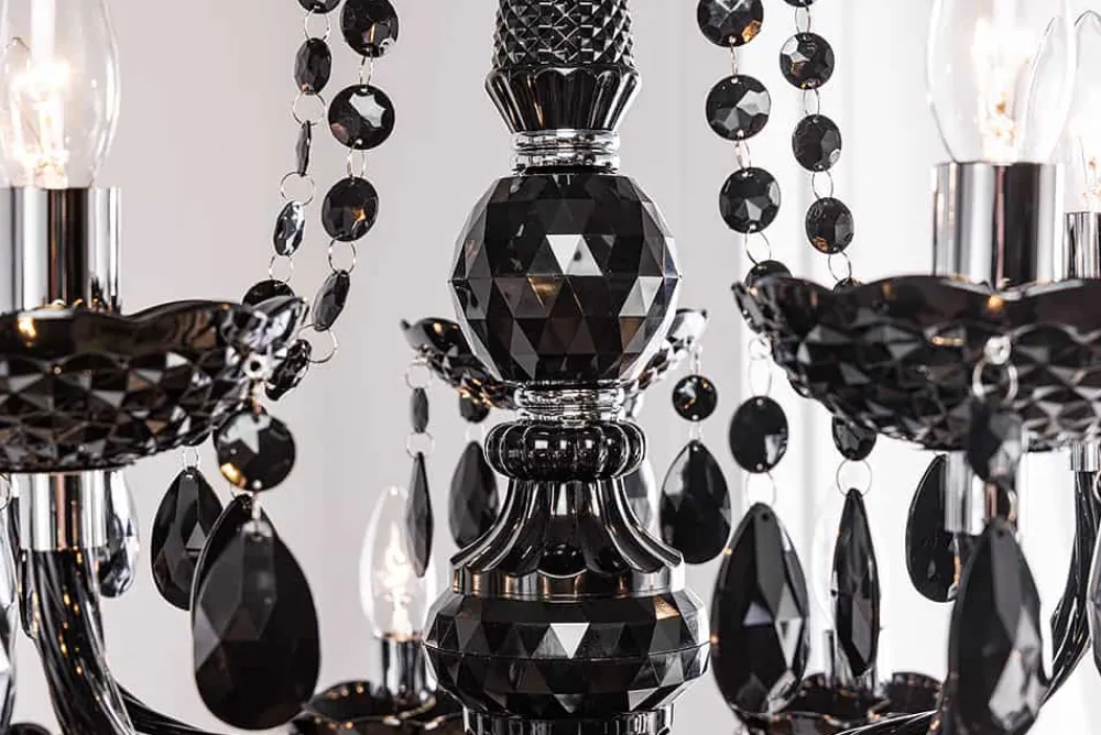 Riess-Ambiente Hängelampen|Kronleuchter & Lüster > Design Kronleuchter BLACK CRYSTAL XL 80cm schwarz Acryl 15-armig Lüster