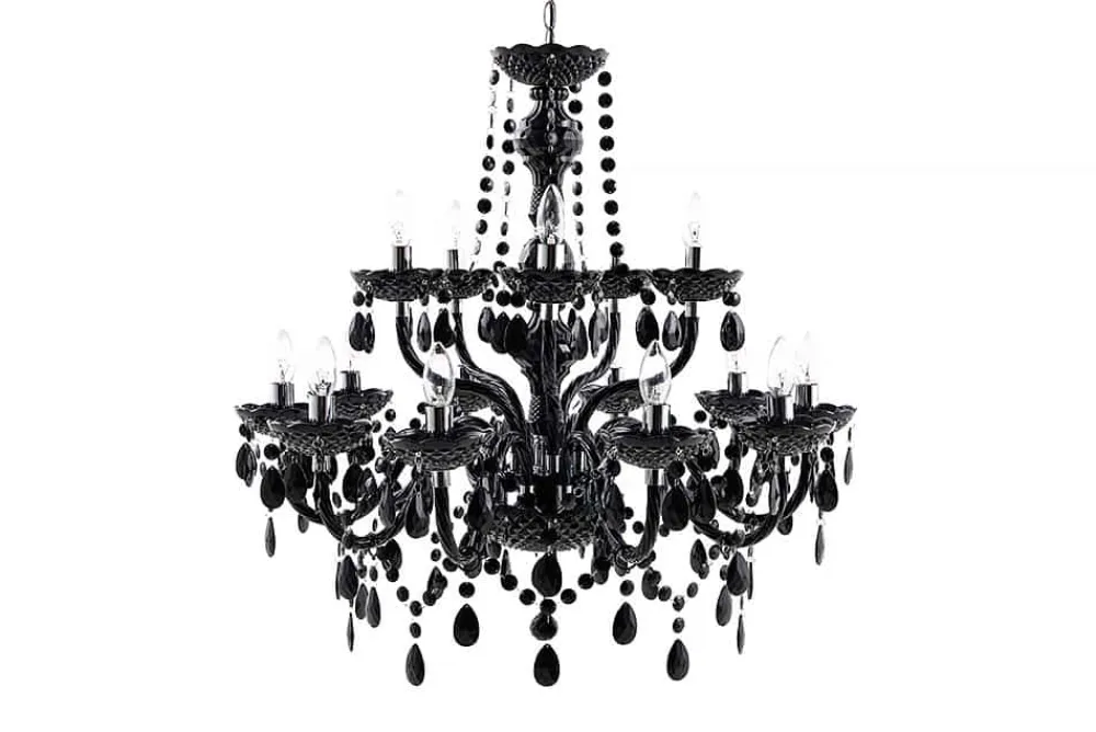 Riess-Ambiente Hängelampen|Kronleuchter & Lüster > Design Kronleuchter BLACK CRYSTAL XL 80cm schwarz Acryl 15-armig Lüster
