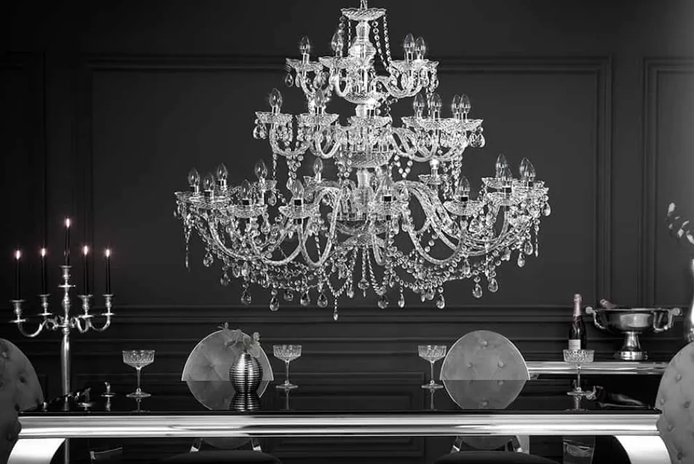 Riess-Ambiente Hängelampen|Kronleuchter & Lüster > Design Kronleuchter CRYSTAL XXL 120cm klar Acryl 30-armig Kristall-Lampe