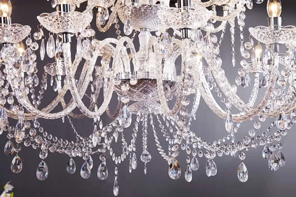 Riess-Ambiente Hängelampen|Kronleuchter & Lüster > Design Kronleuchter CRYSTAL XXL 120cm klar Acryl 30-armig Kristall-Lampe
