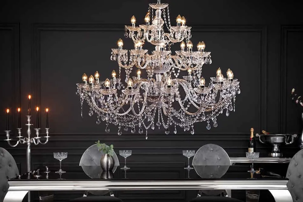 Riess-Ambiente Hängelampen|Kronleuchter & Lüster > Design Kronleuchter CRYSTAL XXL 120cm klar Acryl 30-armig Kristall-Lampe