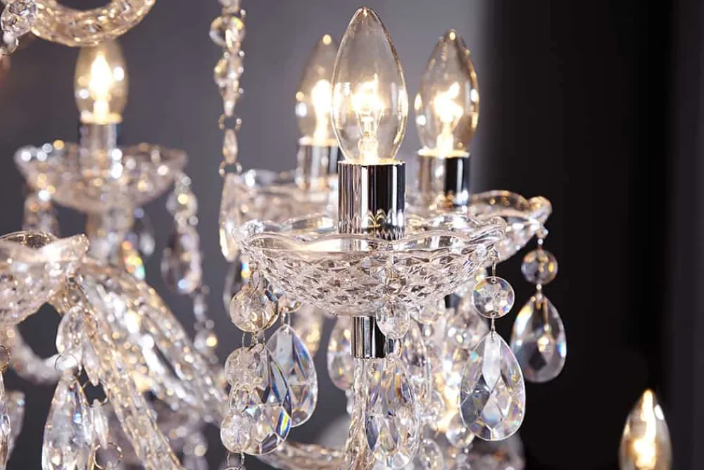 Riess-Ambiente Hängelampen|Kronleuchter & Lüster > Design Kronleuchter CRYSTAL XXL 120cm klar Acryl 30-armig Kristall-Lampe
