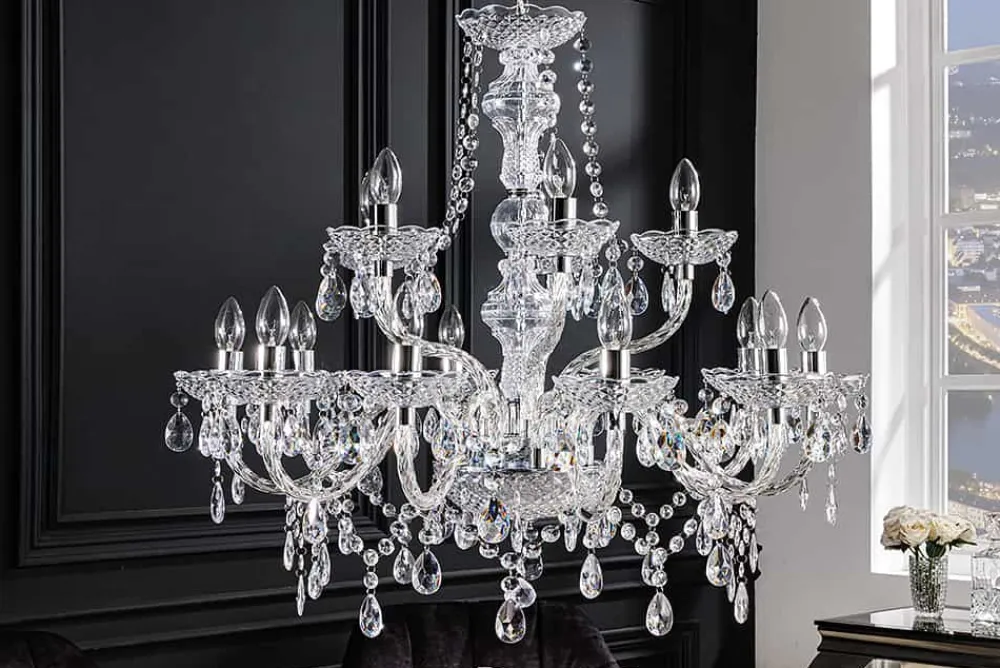 Riess-Ambiente Hängelampen|Kronleuchter & Lüster > Design Kronleuchter CRYSTAL XL 80cm klar Acryl 15-armig Lüster