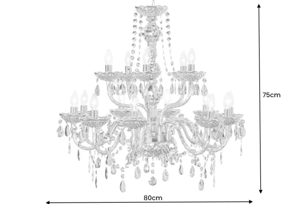 Riess-Ambiente Goldene Möbel|Hängelampen > Design Kronleuchter CRYSTAL XL 80cm gold 15-armig Lüster Kristall-Lampe