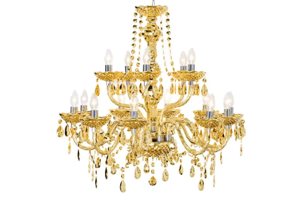Riess-Ambiente Goldene Möbel|Hängelampen > Design Kronleuchter CRYSTAL XL 80cm gold 15-armig Lüster Kristall-Lampe