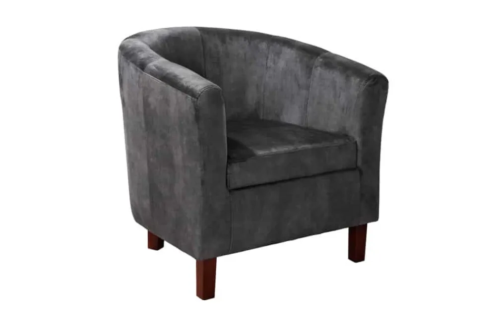 Riess-Ambiente Loungesessel|Sessel > Design Lounge Sessel HEMINGWAY dunkelgrau Samt Armlehnen Cocktailsessel