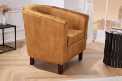 Riess-Ambiente Loungesessel|Sessel > Design Lounge Sessel HEMINGWAY senfgelb Samt Armlehnen Cocktailsessel