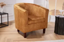 Riess-Ambiente Loungesessel|Sessel > Design Lounge Sessel HEMINGWAY senfgelb Samt Armlehnen Cocktailsessel