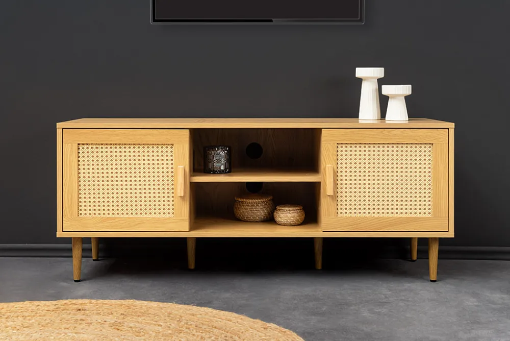 Riess-Ambiente Retro Möbel|Tv- & Lowboards > Design Lowboard VIENNA 120cm natur Wiener Geflecht Rattan TV-Board