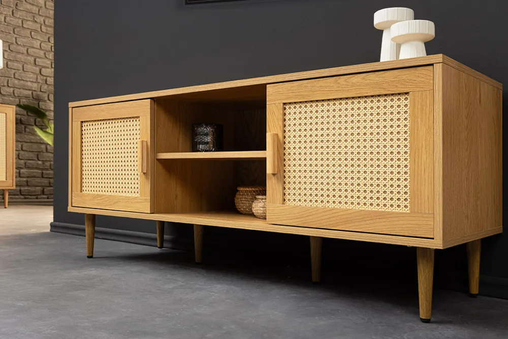Riess-Ambiente Retro Möbel|Tv- & Lowboards > Design Lowboard VIENNA 120cm natur Wiener Geflecht Rattan TV-Board
