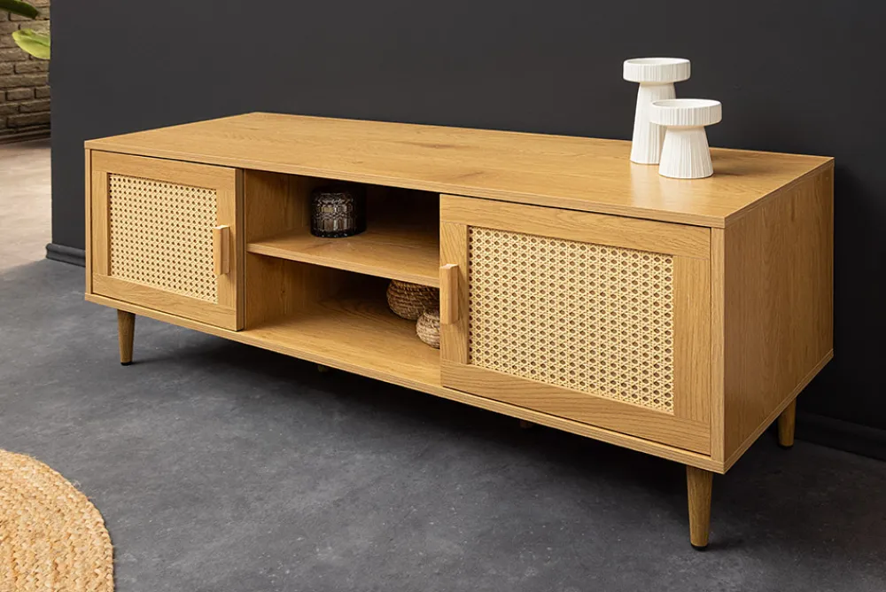 Riess-Ambiente Retro Möbel|Tv- & Lowboards > Design Lowboard VIENNA 120cm natur Wiener Geflecht Rattan TV-Board