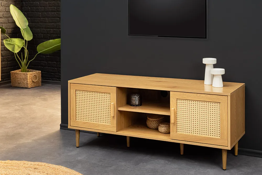Riess-Ambiente Retro Möbel|Tv- & Lowboards > Design Lowboard VIENNA 120cm natur Wiener Geflecht Rattan TV-Board