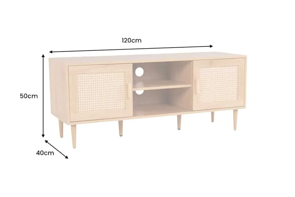 Riess-Ambiente Retro Möbel|Tv- & Lowboards > Design Lowboard VIENNA 120cm natur Wiener Geflecht Rattan TV-Board