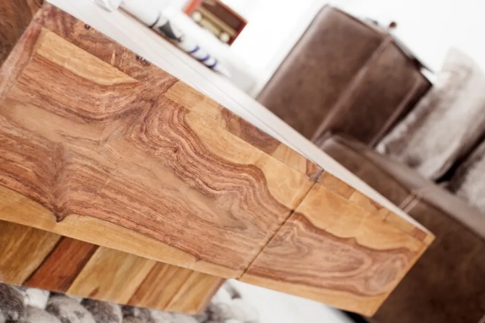 Riess-Ambiente Mehr...|Couchtische > Design Massivholz Couchtisch BOLT 70cm braun Sheesham stone finish Handarbeit