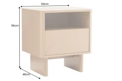 Riess-Ambiente Beistelltische|Retro Möbel > Design Nachttisch SAVOY 50cm grau beige greige Keramik Travertin Beistelltisch