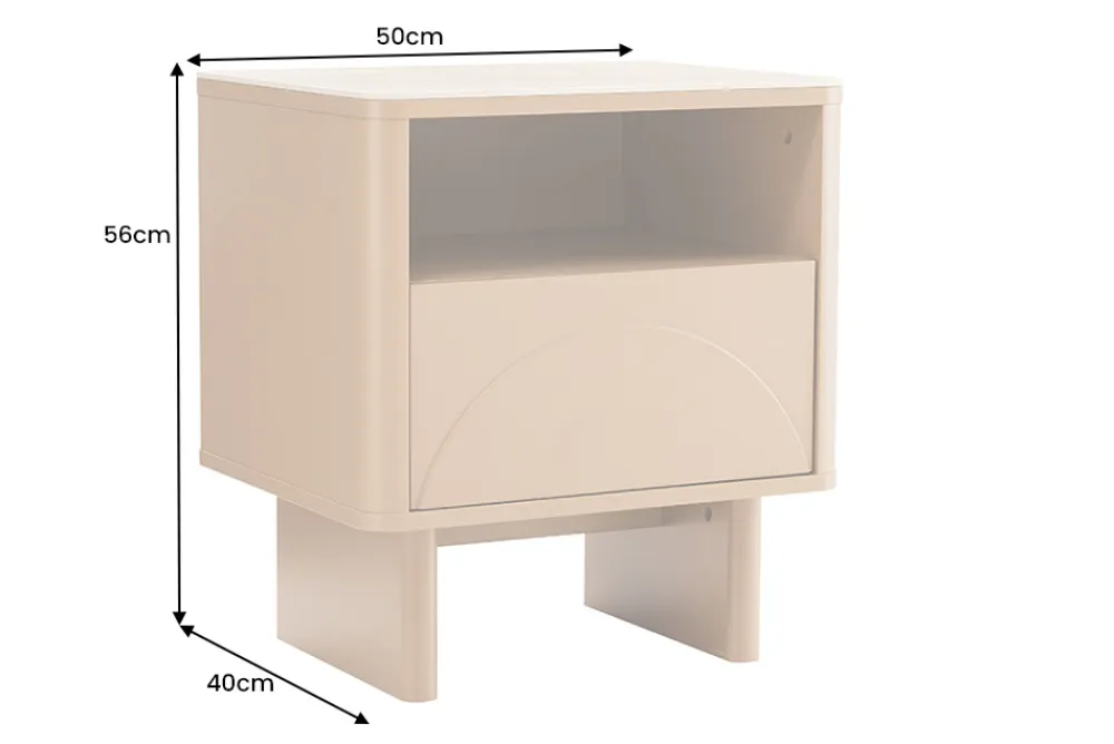 Riess-Ambiente Beistelltische|Retro Möbel > Design Nachttisch SAVOY 50cm grau beige greige Keramik Travertin Beistelltisch