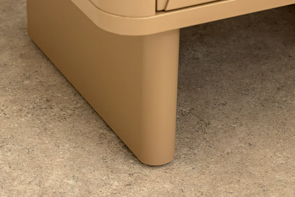 Riess-Ambiente Beistelltische|Retro Möbel > Design Nachttisch SAVOY 50cm grau beige greige Keramik Travertin Beistelltisch