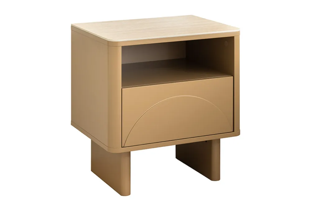 Riess-Ambiente Beistelltische|Retro Möbel > Design Nachttisch SAVOY 50cm grau beige greige Keramik Travertin Beistelltisch