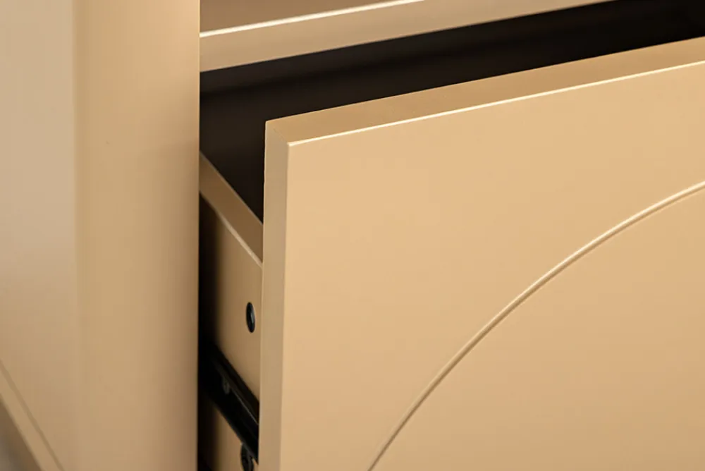 Riess-Ambiente Beistelltische|Retro Möbel > Design Nachttisch SAVOY 50cm grau beige greige Keramik Travertin Beistelltisch