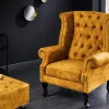 Riess-Ambiente Sessel|Samt Möbel > Design Ohrensessel CHESTERFIELD 85cm senfgelb Samt Knopfheftung