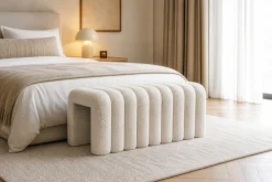 Riess-Ambiente Skandinavisch|Sitzbänke > Design Polsterbank VOGUE 95cm beige Bouclé Bettbank