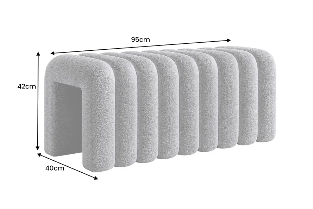 Riess-Ambiente Skandinavisch|Sitzbänke > Design Polsterbank VOGUE 95cm grau Bouclé Bettbank