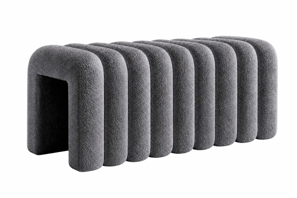 Riess-Ambiente Skandinavisch|Sitzbänke > Design Polsterbank VOGUE 95cm grau Bouclé Bettbank