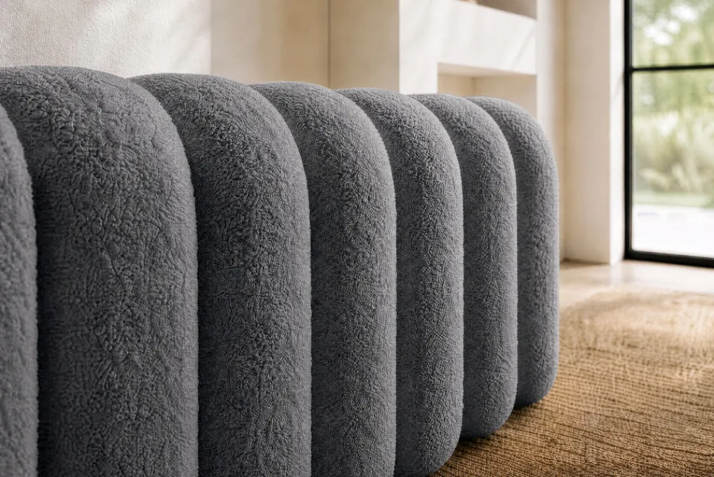 Riess-Ambiente Skandinavisch|Sitzbänke > Design Polsterbank VOGUE 95cm grau Bouclé Bettbank